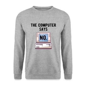 TECH GEEK: Computer Says No - Unisex Pullover - Weißgrau meliert - Vorne - Alina (178cm) & Michal (187cm)