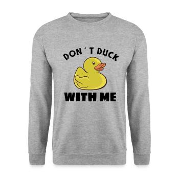 Rubber Duck Gift don’t duck with moi - Sweat-shirt Unisexe - gris chiné - Devant - Alina (178cm) & Michal (187cm)