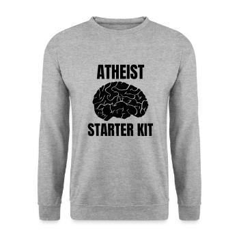 ATHEIST ANTI-RELIGION : Atheist Starter Kit - Unisex Sweatshirt - salt & pepper - Front - Alina (178cm) & Michal (187cm)
