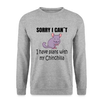 Chinchilla Lover Gift plans with my Chinchilla - Sweat-shirt Unisexe - gris chiné - Devant - Alina (178cm) & Michal (187cm)