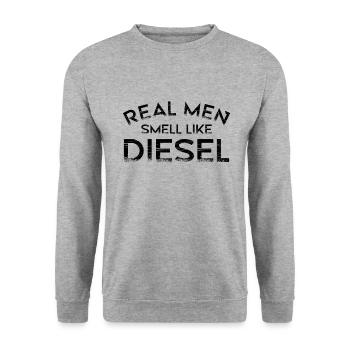 DIESEL MECHANIC /DIESEL TRUCKER smell like Diesel - Sweat-shirt Unisexe - gris chiné - Devant - Alina (178cm) & Michal (187cm)