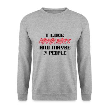Horror Movies I like Horror Movies and maybe 3 - Unisex Pullover - Weißgrau meliert - Vorne - Alina (178cm) & Michal (187cm)