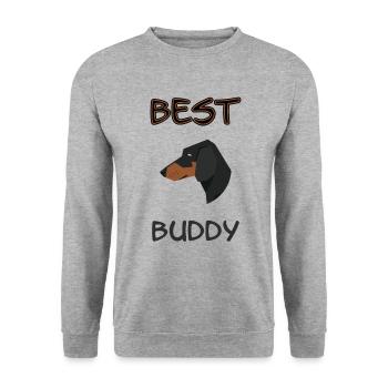 Best Buddy Dackel - Unisex Pullover - Weißgrau meliert - Vorne - Alina (178cm) & Michal (187cm)
