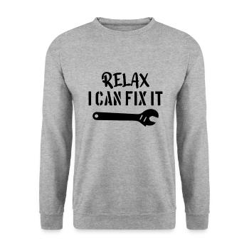 CRAFTSMAN HANDYMAN : relax I can fix it - Sweat-shirt Unisexe - gris chiné - Devant - Alina (178cm) & Michal (187cm)