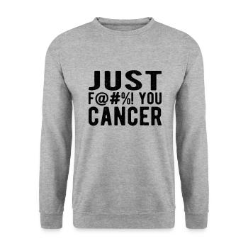 Fuck Cancer Cancer Awareness: just fuck you cancer - Unisex Pullover - Weißgrau meliert - Vorne - Alina (178cm) & Michal (187cm)
