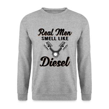 DIESEL MECHANIC/TRUCKER real men smell like diesel - Sweat-shirt Unisexe - gris chiné - Devant - Alina (178cm) & Michal (187cm)