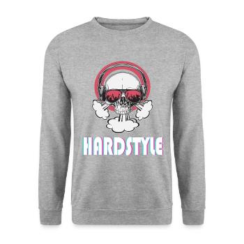Hardstyle music tête de mort avec lunettes de soleil - Sweat-shirt Unisexe - gris chiné - Devant - Alina (178cm) & Michal (187cm)