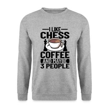 CHESS / COFFEE : chess, coffee & maybe 3 people - Sweat-shirt Unisexe - gris chiné - Devant - Alina (178cm) & Michal (187cm)