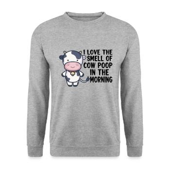 COW FARMER / CATTLE / LIVESTOCK GIFT : Cow Poop - Unisex Pullover - Weißgrau meliert - Vorne - Alina (178cm) & Michal (187cm)