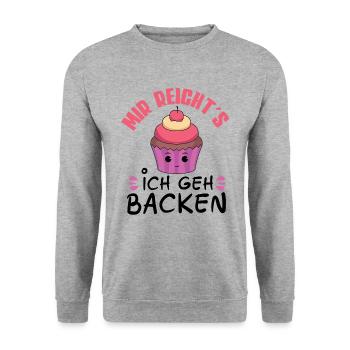 Backen Bäckerei Cupcakes Konditor Kuchen Geschenk - Unisex Pullover - Weißgrau meliert - Vorne - Alina (178cm) & Michal (187cm)