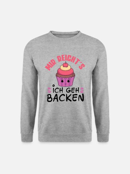 Backen Bäckerei Cupcakes Konditor Kuchen Geschenk - Unisex Pullover - Weißgrau meliert