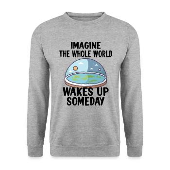 Flat Earth Theory Flat Earth Army Earth flat Gift - Unisex Pullover - Weißgrau meliert - Vorne - Alina (178cm) & Michal (187cm)