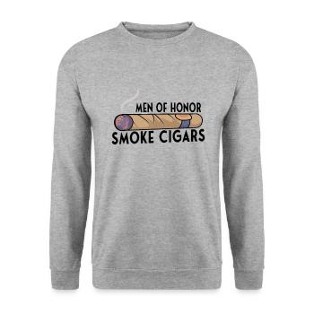 Cigare smoke smoking Gift Idea Men of Honor - Sweat-shirt Unisexe - gris chiné - Devant - Alina (178cm) & Michal (187cm)