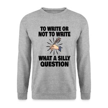 Autor Schreiben Schreiber Literatur Geschenkidee - Unisex Pullover - Weißgrau meliert - Vorne - Alina (178cm) & Michal (187cm)
