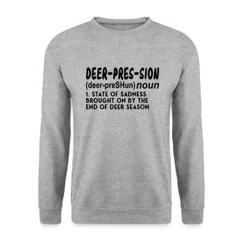 DEER HUNTING: Définition de la dépression - Sweat-shirt Unisexe - gris chiné - Devant - Alina (178cm) & Michal (187cm)