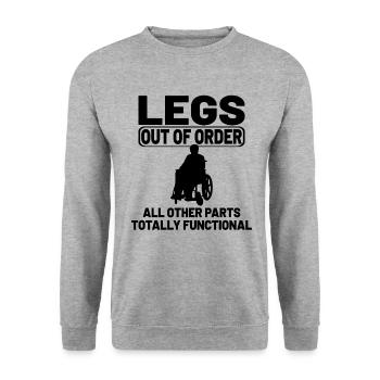 funny Wheelchair Handicapped Amputation gift - Sweat-shirt Unisexe - gris chiné - Devant - Alina (178cm) & Michal (187cm)
