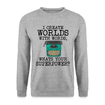 Auteur Écrire Scribe Littérature Idée cadeau - Sweat-shirt Unisexe - gris chiné - Devant - Alina (178cm) & Michal (187cm)