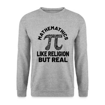 MATH ATHEIST Mathematics like religion but real - Unisex Pullover - Weißgrau meliert - Vorne - Alina (178cm) & Michal (187cm)