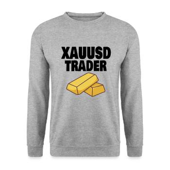 Gold Trader Forex Trader XAUUSD Trader - Unisex Pullover - Weißgrau meliert - Vorne - Alina (178cm) & Michal (187cm)