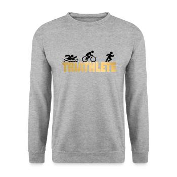 Triathlon Swim Bike Run Triathlete Sport Gift - Unisex Pullover - Weißgrau meliert - Vorne - Alina (178cm) & Michal (187cm)