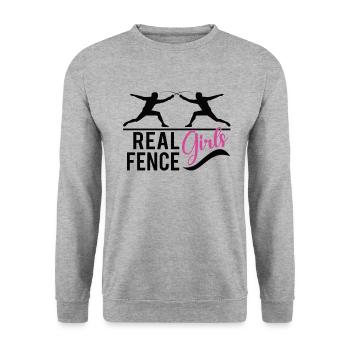 Female Fencing Girl Fencer Fence - Unisex Pullover - Weißgrau meliert - Vorne - Alina (178cm) & Michal (187cm)