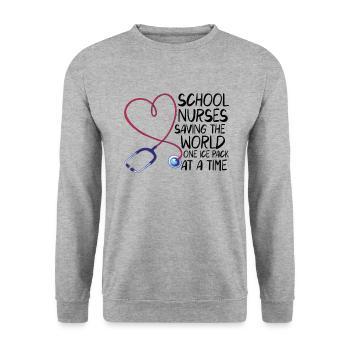 School Nurse Nursing Clinic Medical Stuff - Unisex Pullover - Weißgrau meliert - Vorne - Alina (178cm) & Michal (187cm)