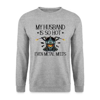 Soudeur Femme Drôle Drôle Soudage Petite Amie Cadeau - Sweat-shirt Unisexe - gris chiné - Devant - Alina (178cm) & Michal (187cm)