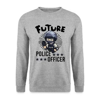 Police Cop Officer Police Office - Unisex Pullover - Weißgrau meliert - Vorne - Alina (178cm) & Michal (187cm)