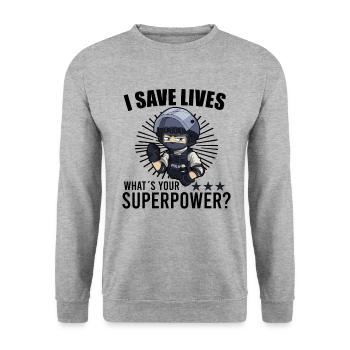 Police Cop Officer Police Office - Unisex Sweatshirt - salt & pepper - Front - Alina (178cm) & Michal (187cm)