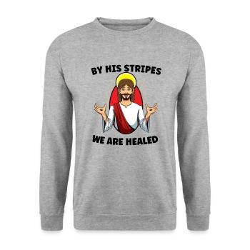 Jesus Christianity God Praying Prayer Pastor - Unisex Pullover - Weißgrau meliert - Vorne - Alina (178cm) & Michal (187cm)