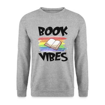 Book Reader Reading Literature Bookworm Gift Idea - Unisex Sweatshirt - salt & pepper - Front - Alina (178cm) & Michal (187cm)
