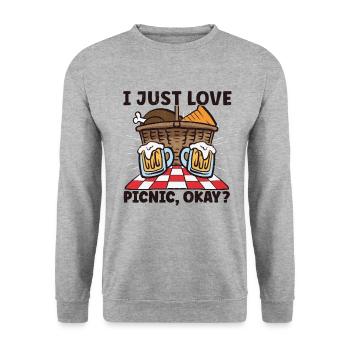 Picnic Lover Pique-Panier de nourriture Date de pique- - Sweat-shirt Unisexe - gris chiné - Devant - Alina (178cm) & Michal (187cm)