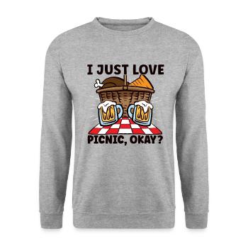 Picnic Lover Pique-Panier de nourriture Date de pique- - Sweat-shirt Unisexe - gris chiné - Devant - Alina (178cm) & Michal (187cm)