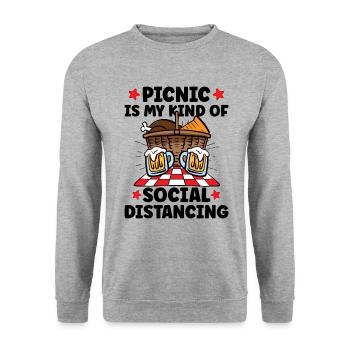 Picnic Lover Pique-Panier de nourriture Date de pique- - Sweat-shirt Unisexe - gris chiné - Devant - Alina (178cm) & Michal (187cm)