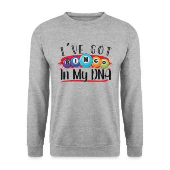 Bingo Card Game Grandma Bingo Player Bingo Cards - Unisex Sweatshirt - salt & pepper - Front - Alina (178cm) & Michal (187cm)