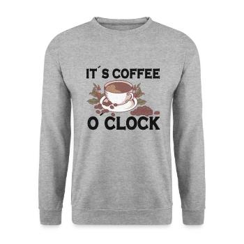 Coffee Lover Caffeine Molecule Java Latte Espresso - Unisex Pullover - Weißgrau meliert - Vorne - Alina (178cm) & Michal (187cm)