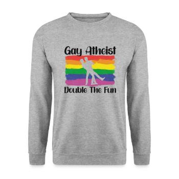 Gay LGBTQ Atheist Atheism Anti Religion Securalism - Unisex Pullover - Weißgrau meliert - Vorne - Alina (178cm) & Michal (187cm)