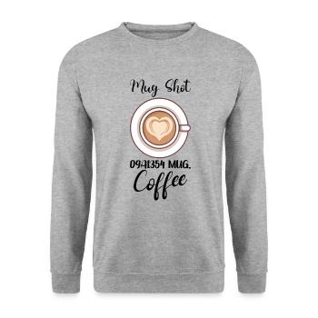 Coffee Lover Caffeine Molecule Java Latte Espresso - Unisex Pullover - Weißgrau meliert - Vorne - Alina (178cm) & Michal (187cm)