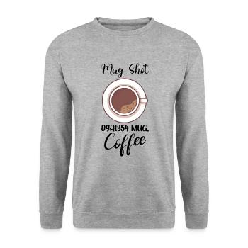 Coffee Lover Caffeine Molecule Java Latte Espresso - Unisex Pullover - Weißgrau meliert - Vorne - Alina (178cm) & Michal (187cm)