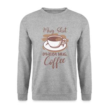 Coffee Lover Caffeine Molecule Java Latte Espresso - Unisex Pullover - Weißgrau meliert - Vorne - Alina (178cm) & Michal (187cm)