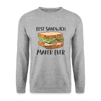 Sandwich Lover Picknick Food Lover Breakfast Gift - Unisex Pullover - Weißgrau meliert - Vorne - Alina (178cm) & Michal (187cm)