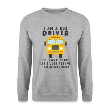 Funny School Bus Driver Appreciation anniversary - Unisex Pullover - Weißgrau meliert - Vorne - Alina (178cm) & Michal (187cm)