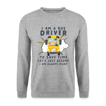 Funny School Bus Driver Appreciation anniversary - Unisex Pullover - Weißgrau meliert - Vorne - Alina (178cm) & Michal (187cm)