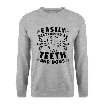 Dentist Dental Hygienist Gift Idea: Forbidden Love - Unisex Sweatshirt - salt & pepper - Front - Alina (178cm) & Michal (187cm)
