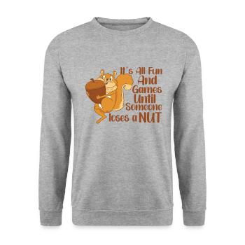Funny Squirrel Fan Squirrel Lover Chipmunk Addict - Unisex Sweatshirt - salt & pepper - Front - Alina (178cm) & Michal (187cm)