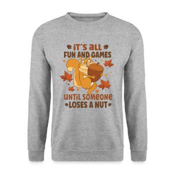Funny Squirrel Fan Squirrel Lover Chipmunk Addict - Unisex Sweatshirt - salt & pepper - Front - Alina (178cm) & Michal (187cm)