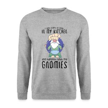 Cooking Cook Chef Gnomes Gnome Lover Funny Gnome - Unisex Pullover - Weißgrau meliert - Vorne - Alina (178cm) & Michal (187cm)