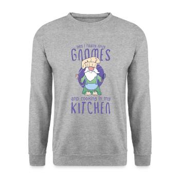 Cuisine Cuisinier Chef Gnomes Gnome Lover Drôle Gnome Gnome - Sweat-shirt Unisexe - gris chiné - Devant - Alina (178cm) & Michal (187cm)