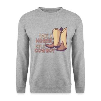 Cowboy Barn Bull Rider Rodeo Country Western - Unisex Sweatshirt - salt & pepper - Front - Alina (178cm) & Michal (187cm)