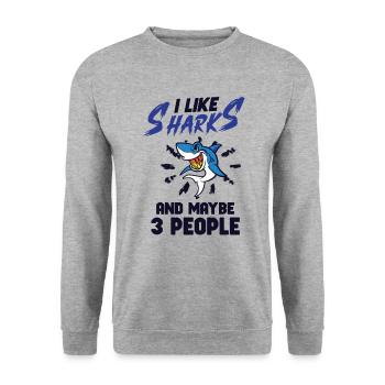 Requin Océan Predator Créature Marine - Sweat-shirt Unisexe - gris chiné - Devant - Alina (178cm) & Michal (187cm)